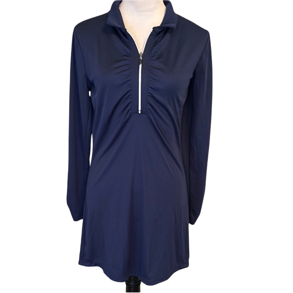 Mojo Navy Long Sleeve Dry-fit Zip-Up Dress / Coverup
